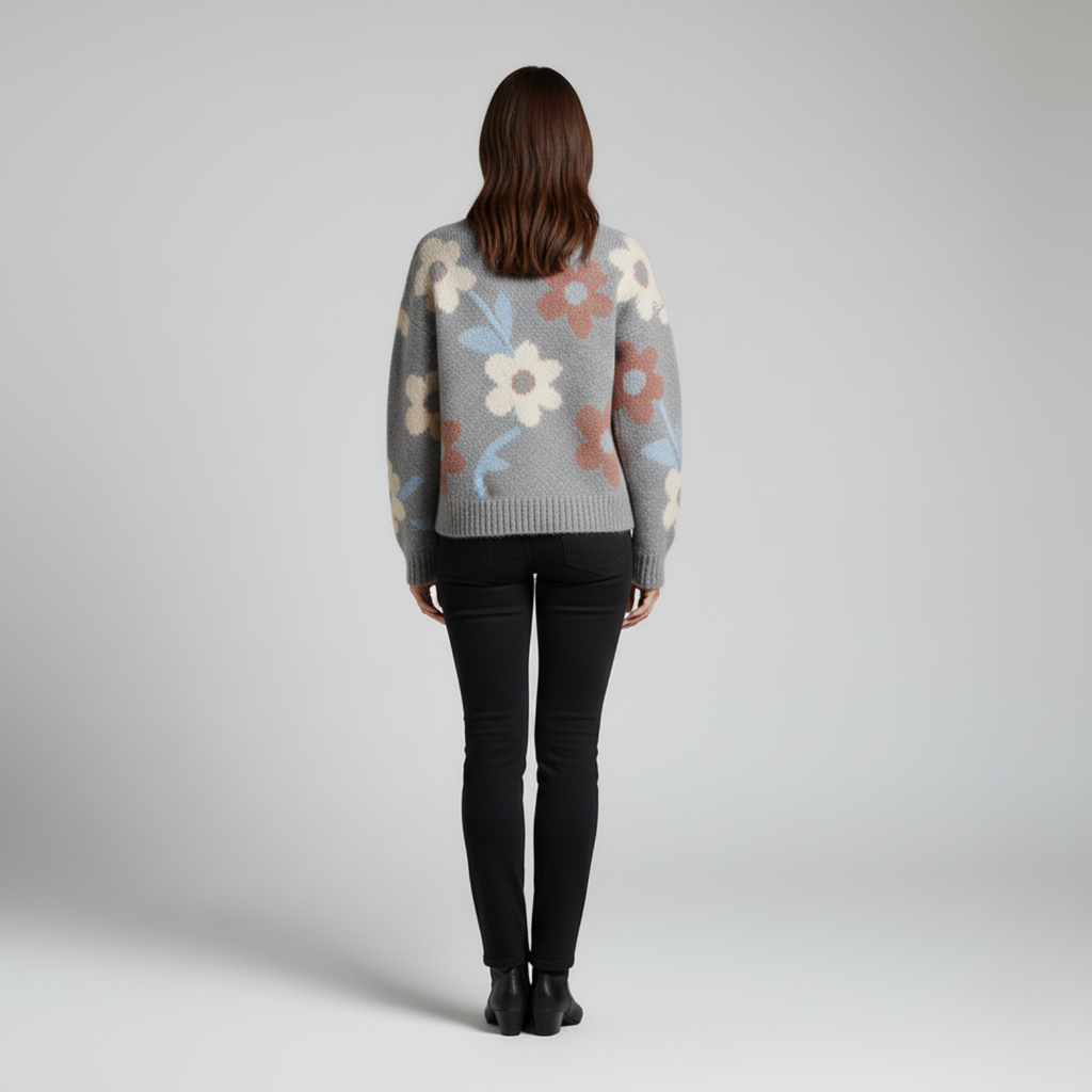 Adriana – Sweter z kwiatowym wzorem